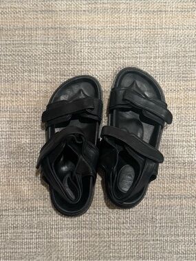 The Bali Tailor - Women's Black Leather Adjustable Strap Sandals